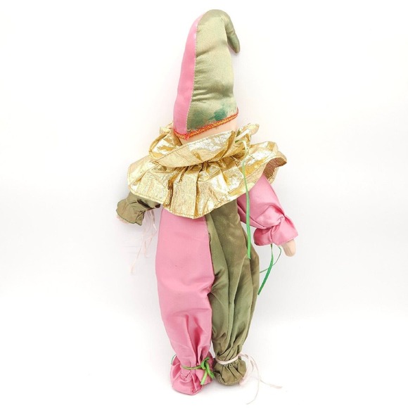 Fao Schwarz Vintage Porcelain‎ 18" Clown Doll Sad Paint Pink Green Collectible - Picture 6 of 6